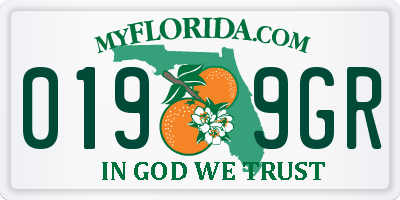 FL license plate 0199GR