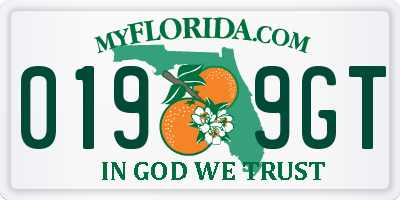 FL license plate 0199GT