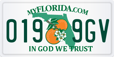 FL license plate 0199GV