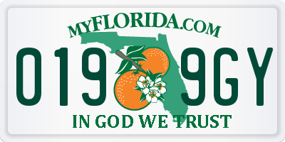 FL license plate 0199GY