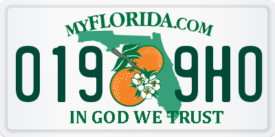 FL license plate 0199HO
