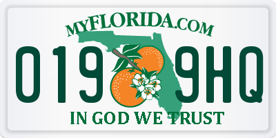 FL license plate 0199HQ