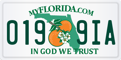 FL license plate 0199IA