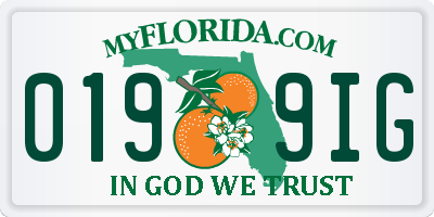 FL license plate 0199IG
