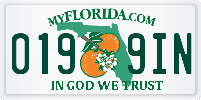FL license plate 0199IN