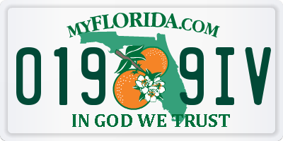 FL license plate 0199IV