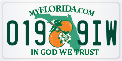 FL license plate 0199IW