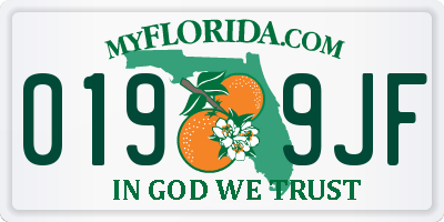 FL license plate 0199JF