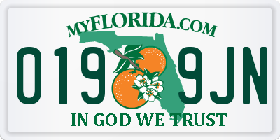 FL license plate 0199JN