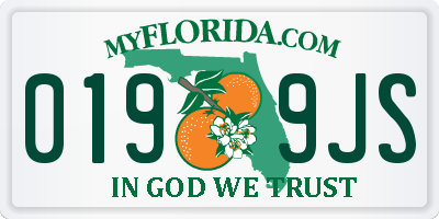FL license plate 0199JS