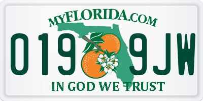 FL license plate 0199JW