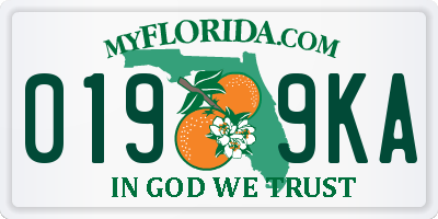 FL license plate 0199KA