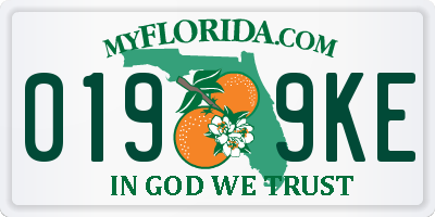 FL license plate 0199KE