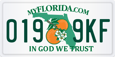 FL license plate 0199KF