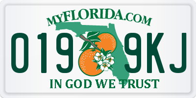 FL license plate 0199KJ