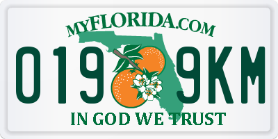 FL license plate 0199KM