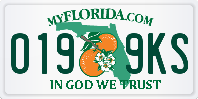 FL license plate 0199KS