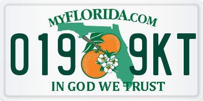 FL license plate 0199KT