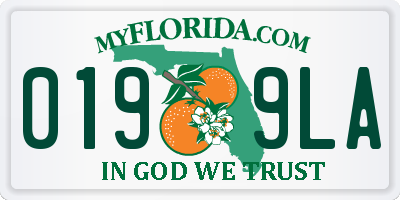 FL license plate 0199LA
