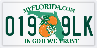 FL license plate 0199LK