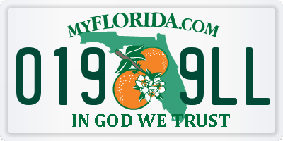 FL license plate 0199LL