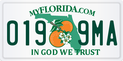 FL license plate 0199MA