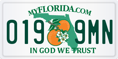 FL license plate 0199MN