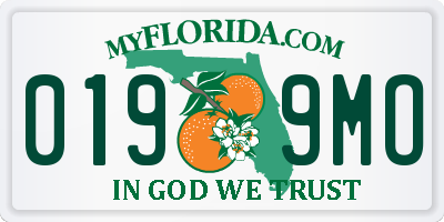 FL license plate 0199MO