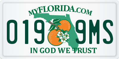 FL license plate 0199MS