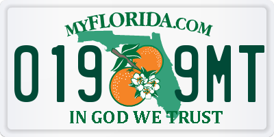 FL license plate 0199MT