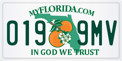 FL license plate 0199MV