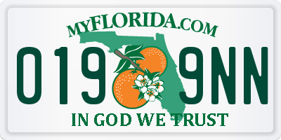 FL license plate 0199NN