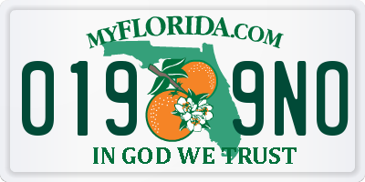 FL license plate 0199NO