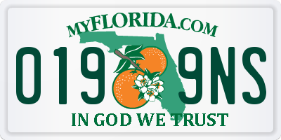 FL license plate 0199NS