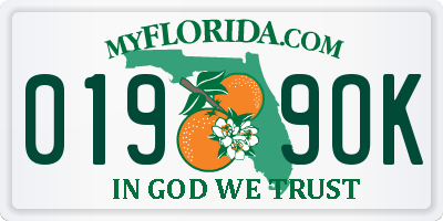 FL license plate 0199OK