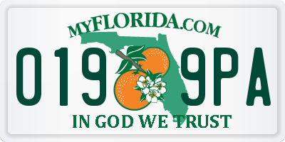 FL license plate 0199PA