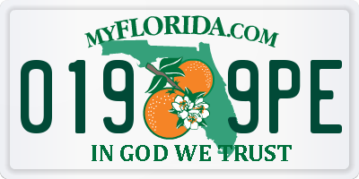 FL license plate 0199PE