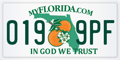 FL license plate 0199PF