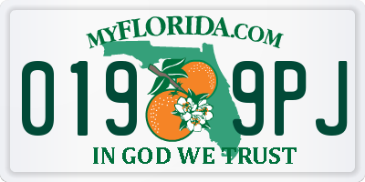 FL license plate 0199PJ