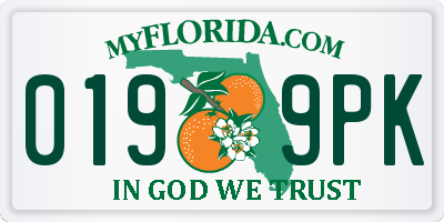 FL license plate 0199PK