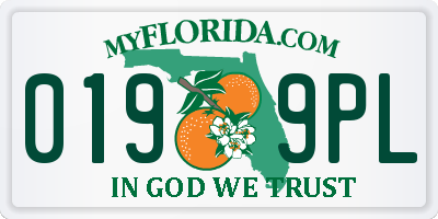 FL license plate 0199PL