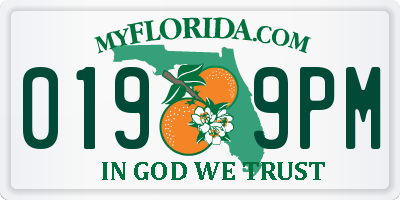 FL license plate 0199PM