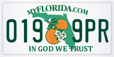 FL license plate 0199PR