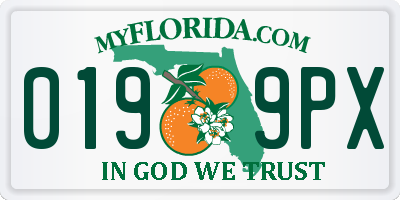 FL license plate 0199PX
