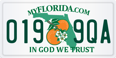 FL license plate 0199QA