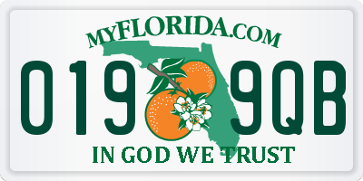 FL license plate 0199QB
