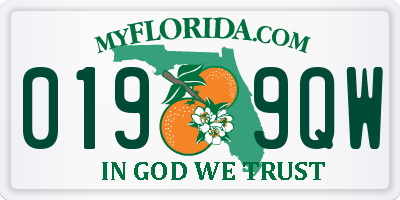 FL license plate 0199QW