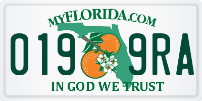 FL license plate 0199RA