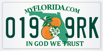 FL license plate 0199RK