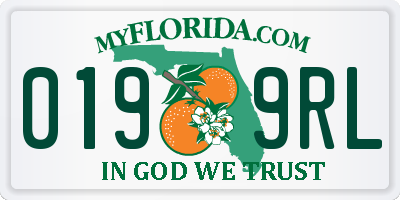 FL license plate 0199RL